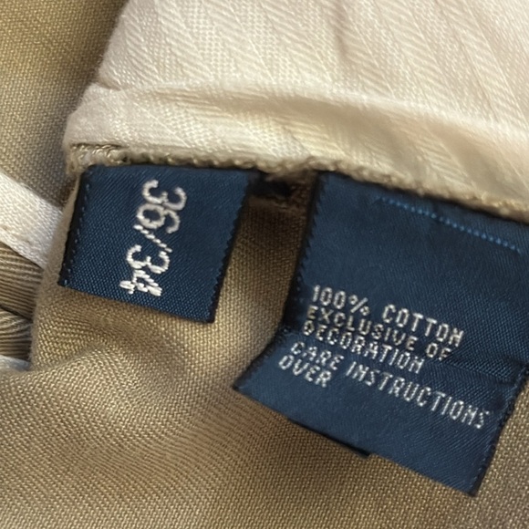 VTG 90’s Polo Ralph Lauren Ethan Pleated Front Chino Pant Tan Cotton Pony 36x32 - Picture 14 of 15
